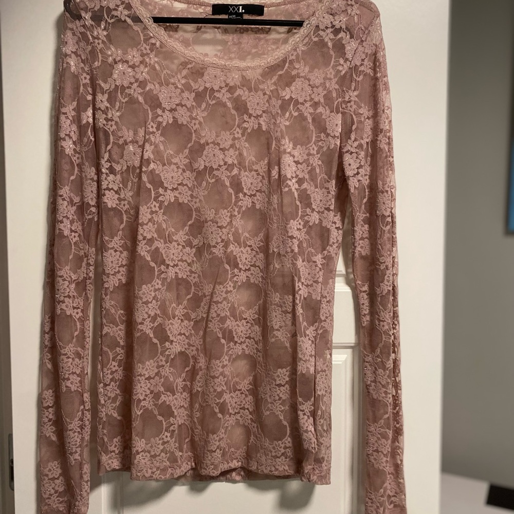 BUNDLE ITEM! Forever 21 Lace Long Sleeve Top - Blush M